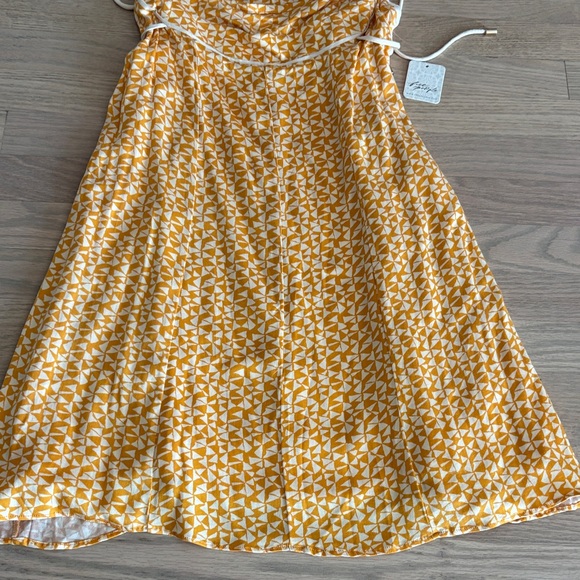 Free People Medium Yellow Patterned Mini Sundress with Ties - Picture 3 of 9